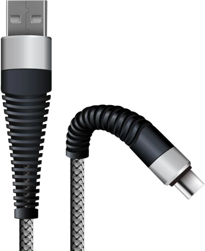 Кабель Fishbone USB - Type-C, 3А, 1m, Тёмно-серый