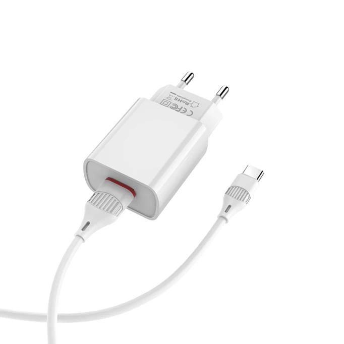 Сетевое зарядное устройство Borofone USB Travel Charger BA20A Type-C 2100 mA, Белое