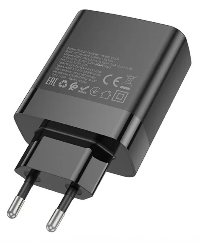 Сетевое зарядное устройство Hoco C127A PD45W, Чёрное