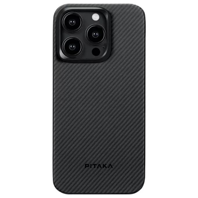 Накладка Pitaka MagEZ Case 4 для iPhone 15 Pro, Чёрно-серая, арамид (KI1501P)