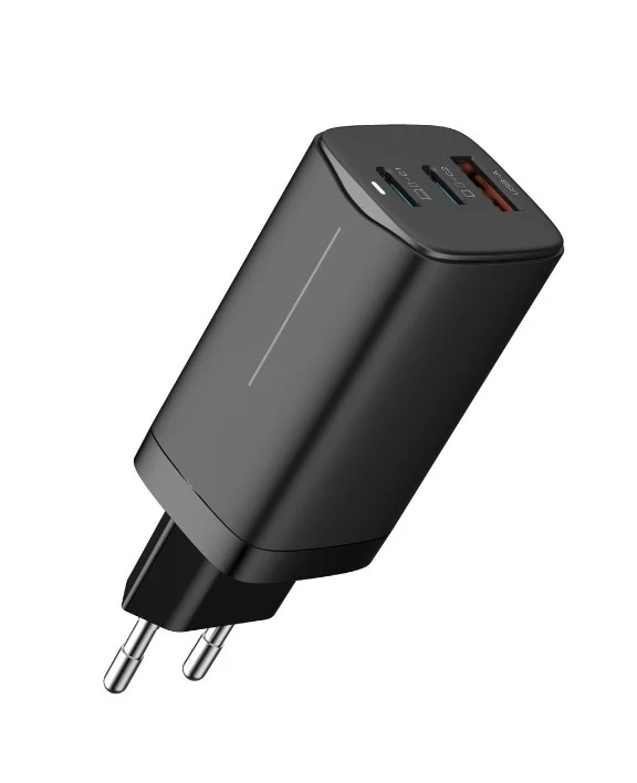 Сетевое зарядное устройство Wiwu Gan Tech Charge 2USB C PD+1*USB QC GTC-6521, Чёрное